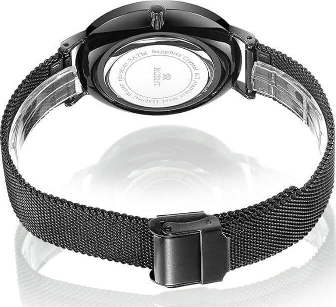 ROSHT Orologio al quarzo da uomo cinturino in acciaio inossidabile impermeabile - 6
