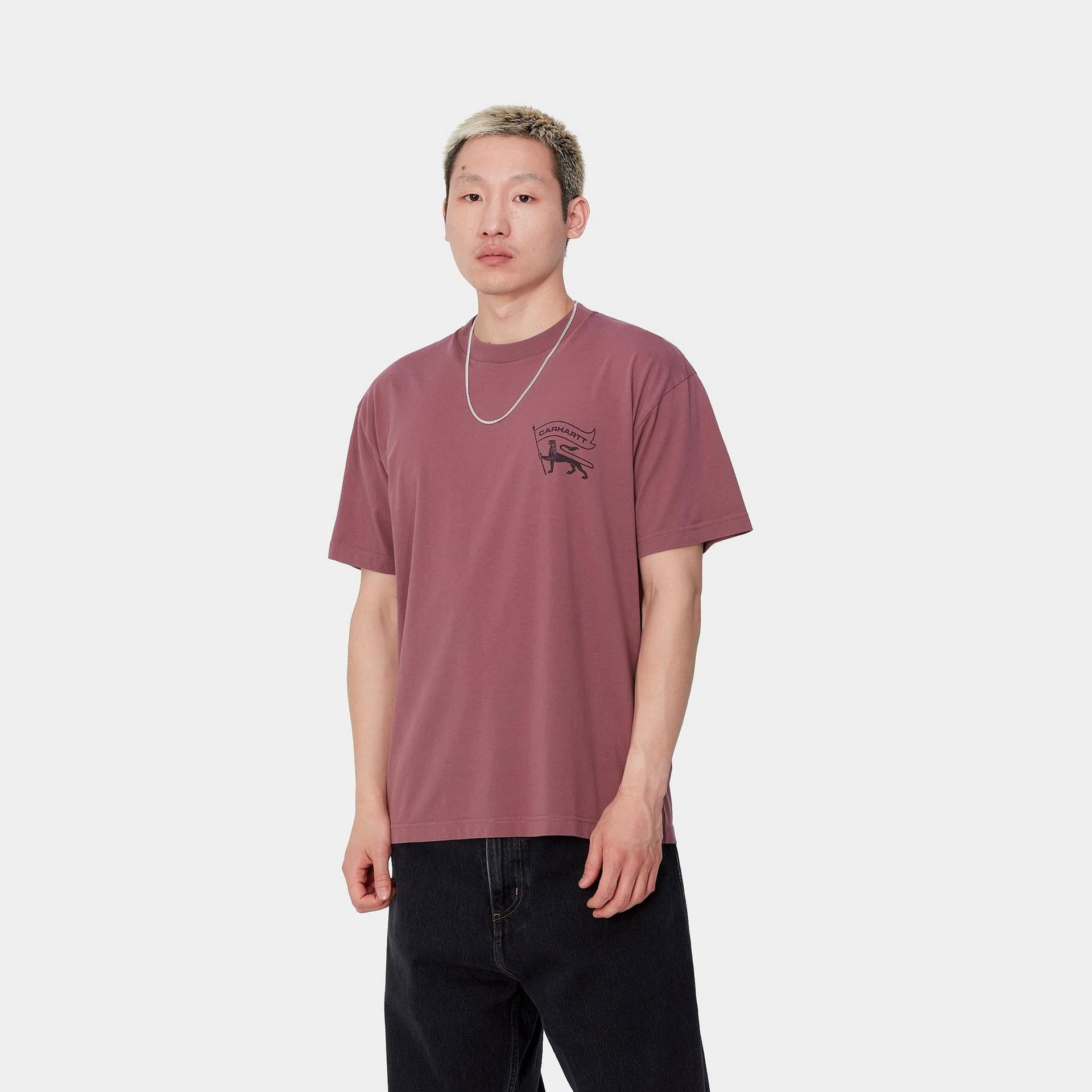 T-shirt Carhartt Stamp dusty fucsia black stone washed - 4