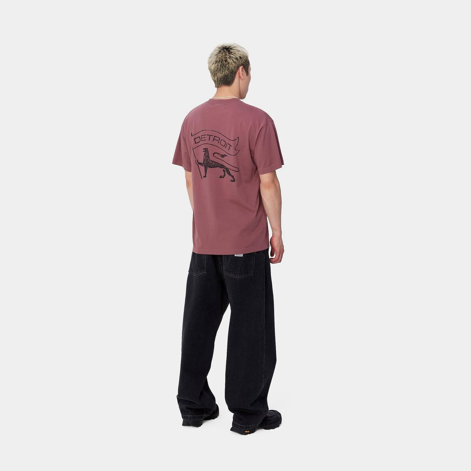 T-shirt Carhartt Stamp dusty fucsia black stone washed - 5
