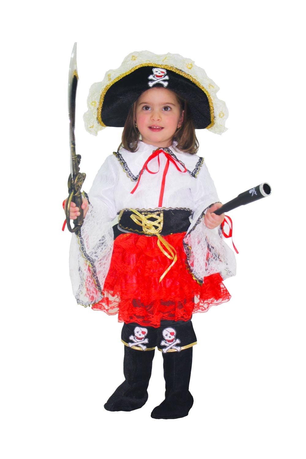 COSTUME  CARNEVALE PICCOLA PIRATA BAMBINA DA 3 A 6 ANNI - PEGASUS COD. 0649 - 3