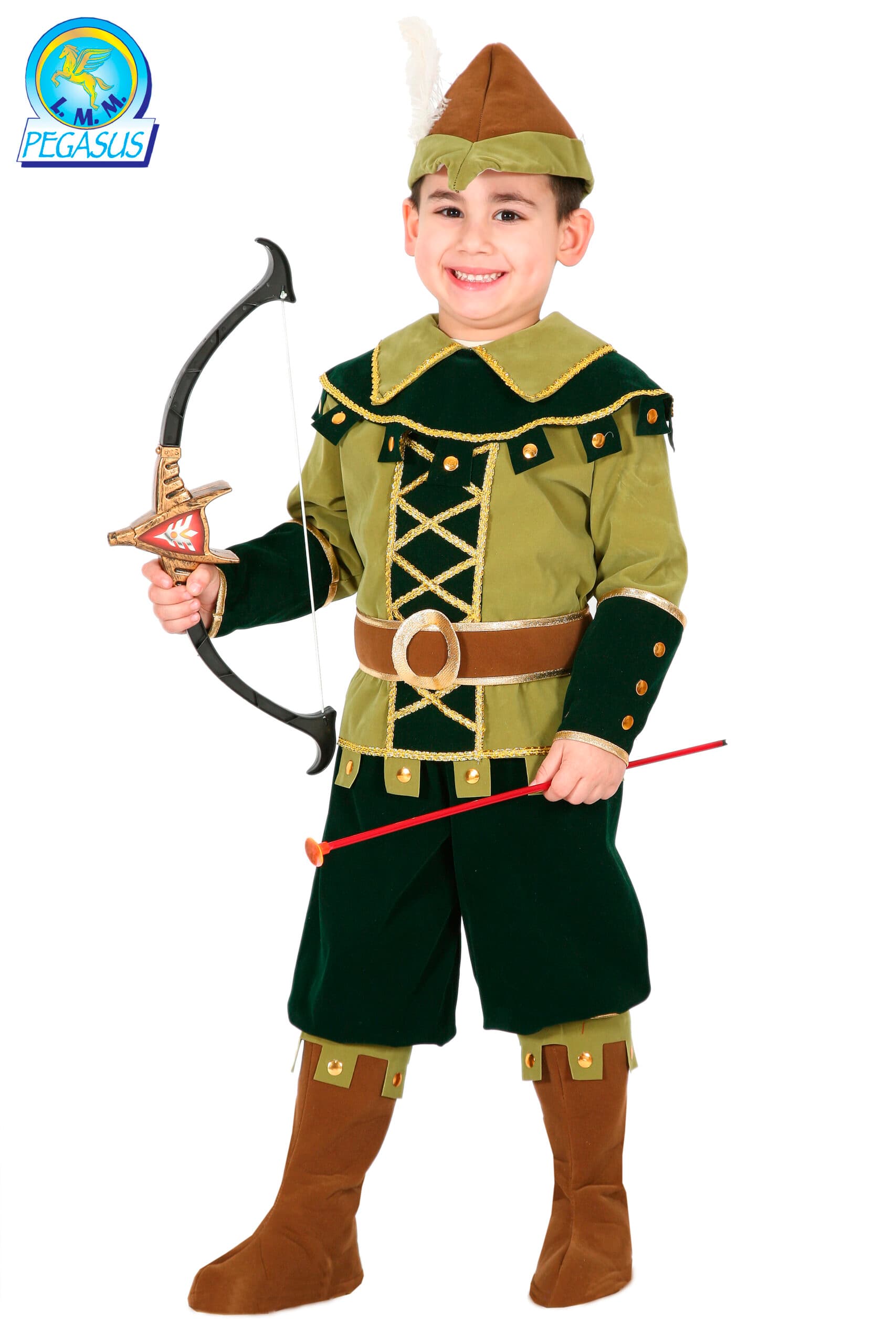 COSTUME CARNEVALE  PICCOLO ROBIN HOOD DA 3 A 6 ANNI BAMBINO - PEGASUS  COD. 0154 - 3