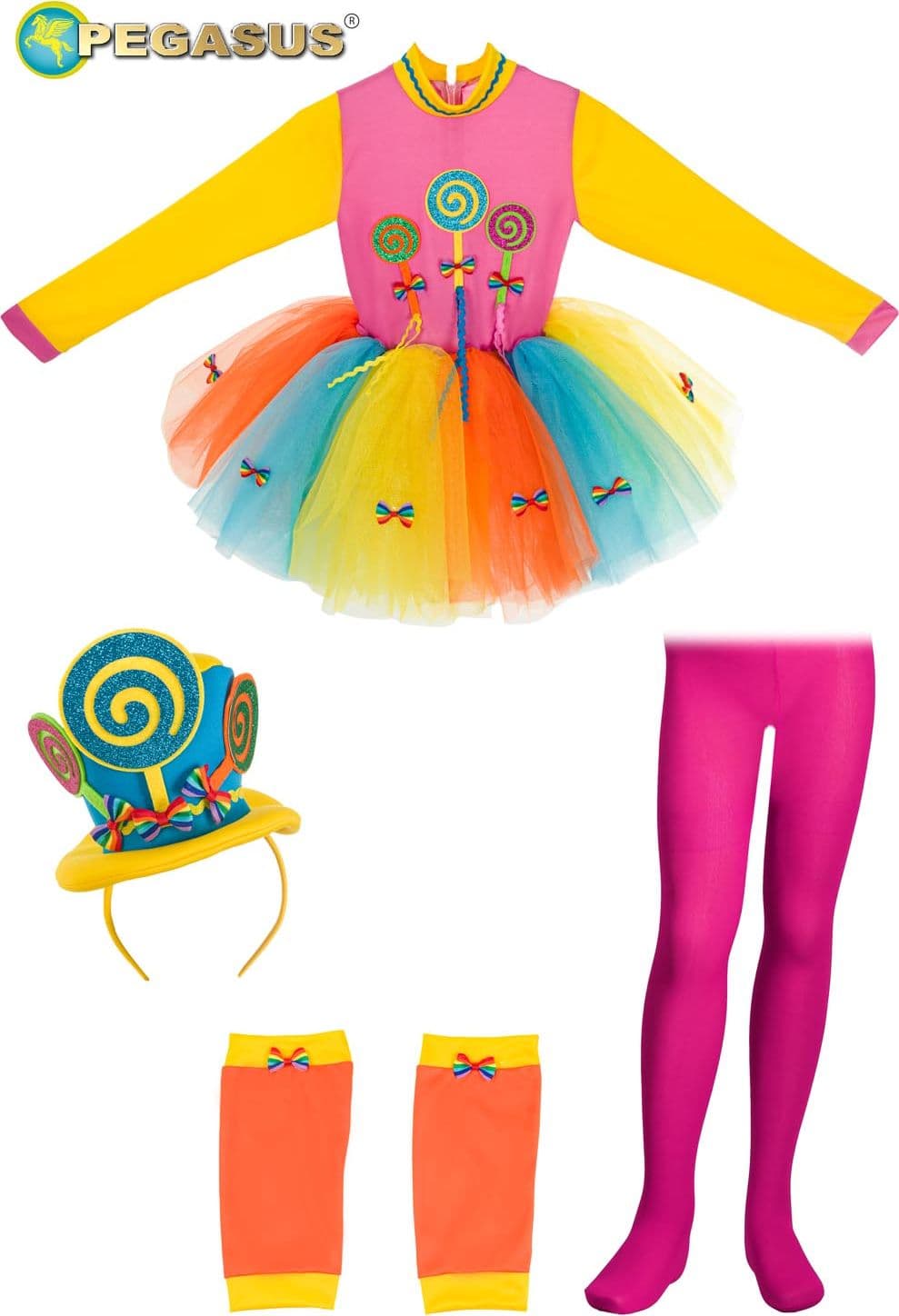 COSTUME CARNEVALE CANDY GIRL ( VENDITRICE DI CARAMELLE) BAMBINA DA 3 A 8 ANNI - PEGASUS COD. 1940 - 3