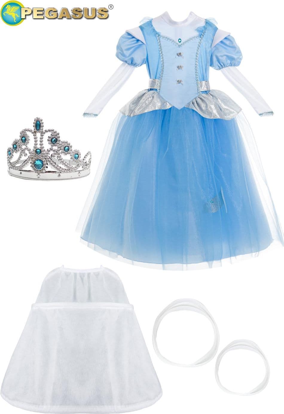 COSTUME CARNEVALE CENERENTOLA BAMBINA DA 5 A 11 ANNI - PEGASUS COD. 1411 - 4