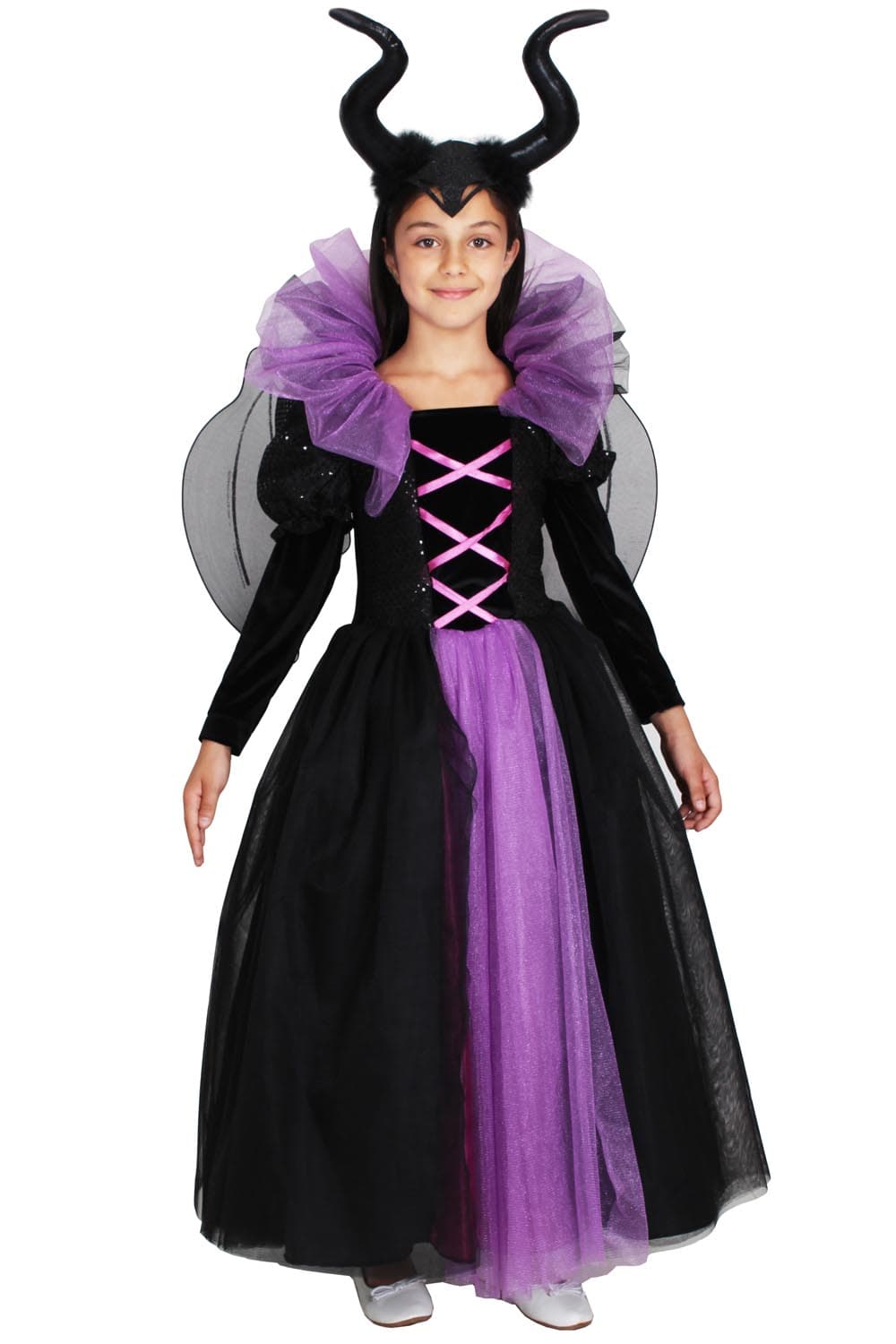 COSTUME CARNEVALE STREGA CATTIVA BAMBINA DA 5 A 13 ANNI - PEGASUS COD. 1895 - 2