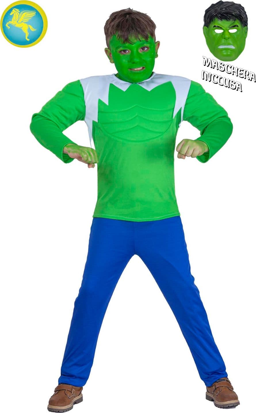 COSTUME CARNEVALE UOMO VERDE HULK BAMBINO DA 3 A 10 ANNI - PEGASUS COD. 8080 - 2