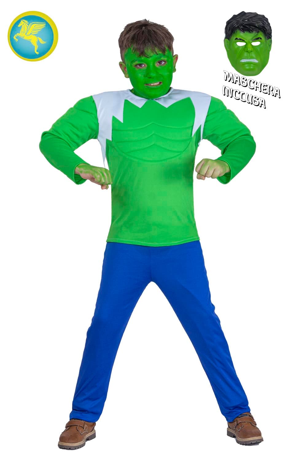 COSTUME CARNEVALE UOMO VERDE HULK BAMBINO DA 3 A 10 ANNI - PEGASUS COD. 8080 - 2
