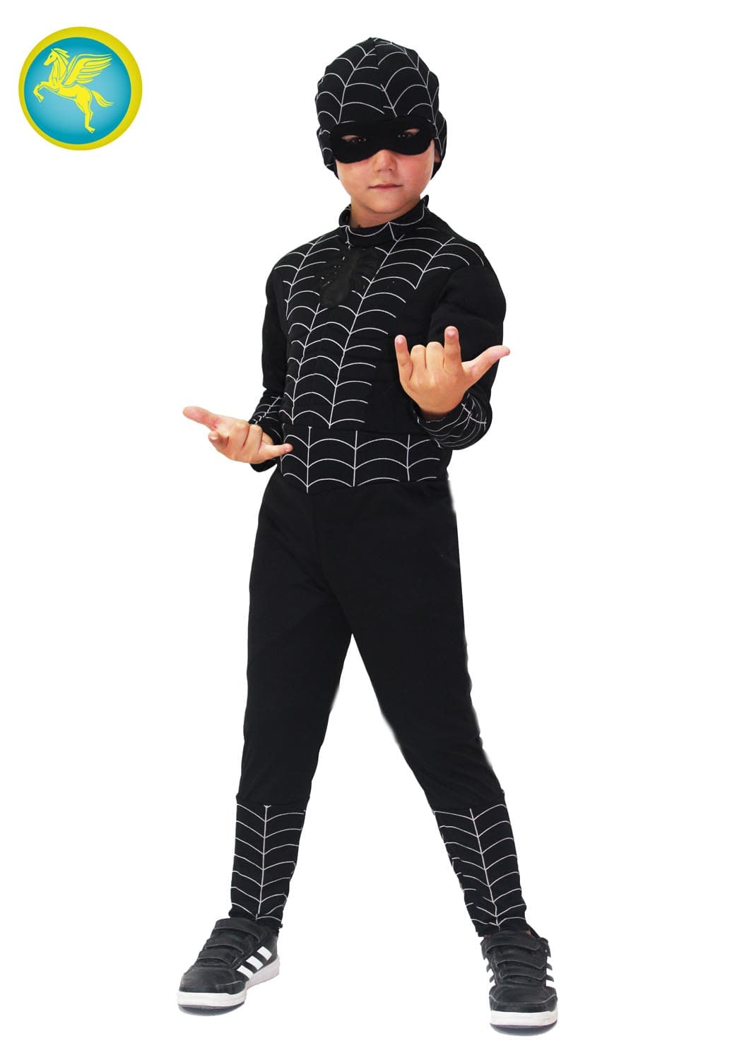 COSTUME CARNEVALE RAGNO NERO MUSCOLOSO BAMBINO DA 3 A 10 ANNI - PEGASUS COD. 8093 - 2