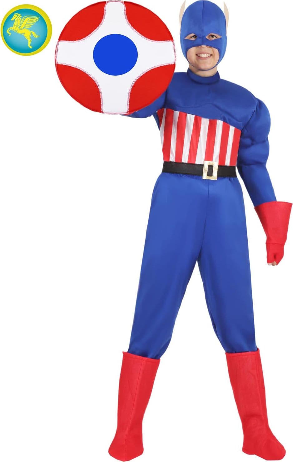 COSTUME CARNEVALE CAPITAN AMERICA BAMBINO DA 5 A 11 ANNI - PEGASUS  COD. 1839