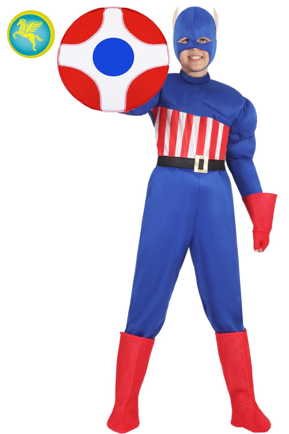 COSTUME CARNEVALE CAPITAN AMERICA BAMBINO DA 5 A 11 ANNI - PEGASUS  COD. 1839 - 3