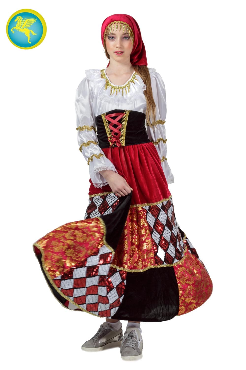COSTUME CARNEVALE ZINGARA INDOVINA LUSSO BAMBINA DA 5 A 13 ANNI - PEGASUS COD. 1008 - 7