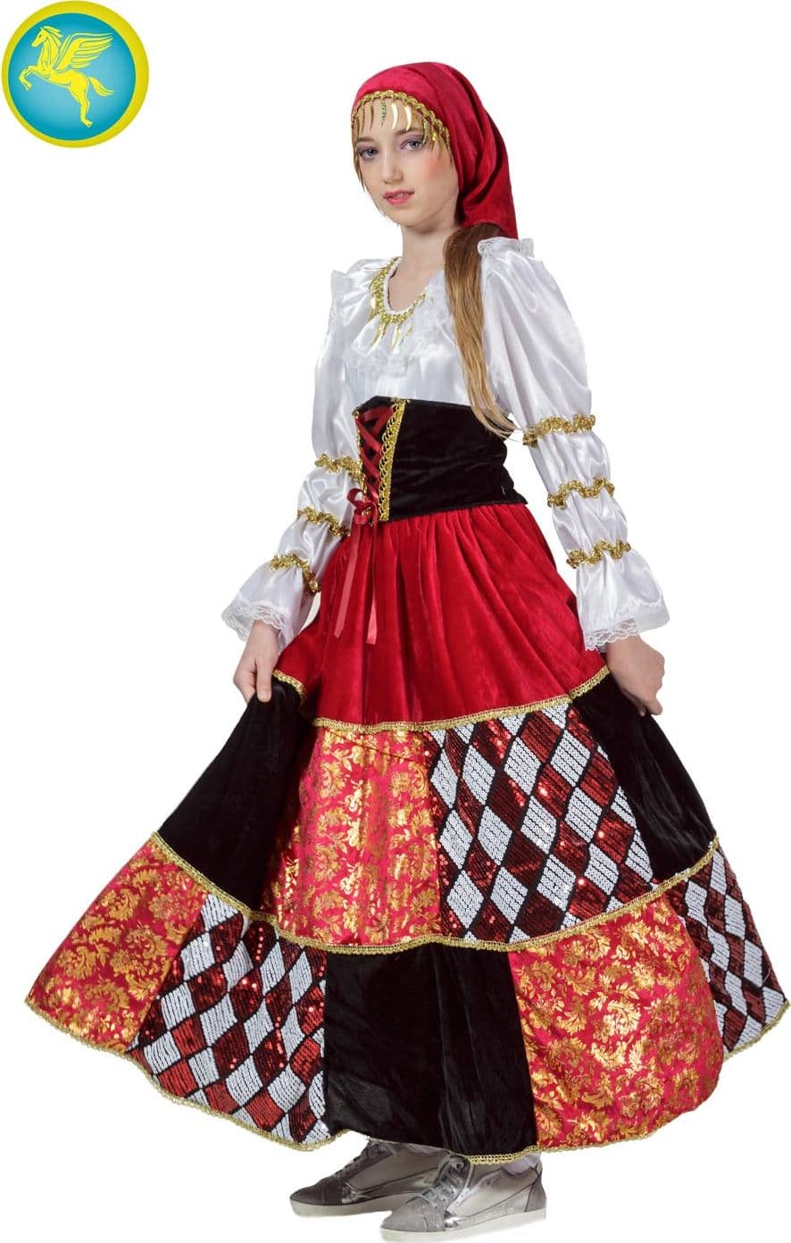 COSTUME CARNEVALE ZINGARA INDOVINA LUSSO BAMBINA DA 5 A 13 ANNI - PEGASUS COD. 1008 - 2