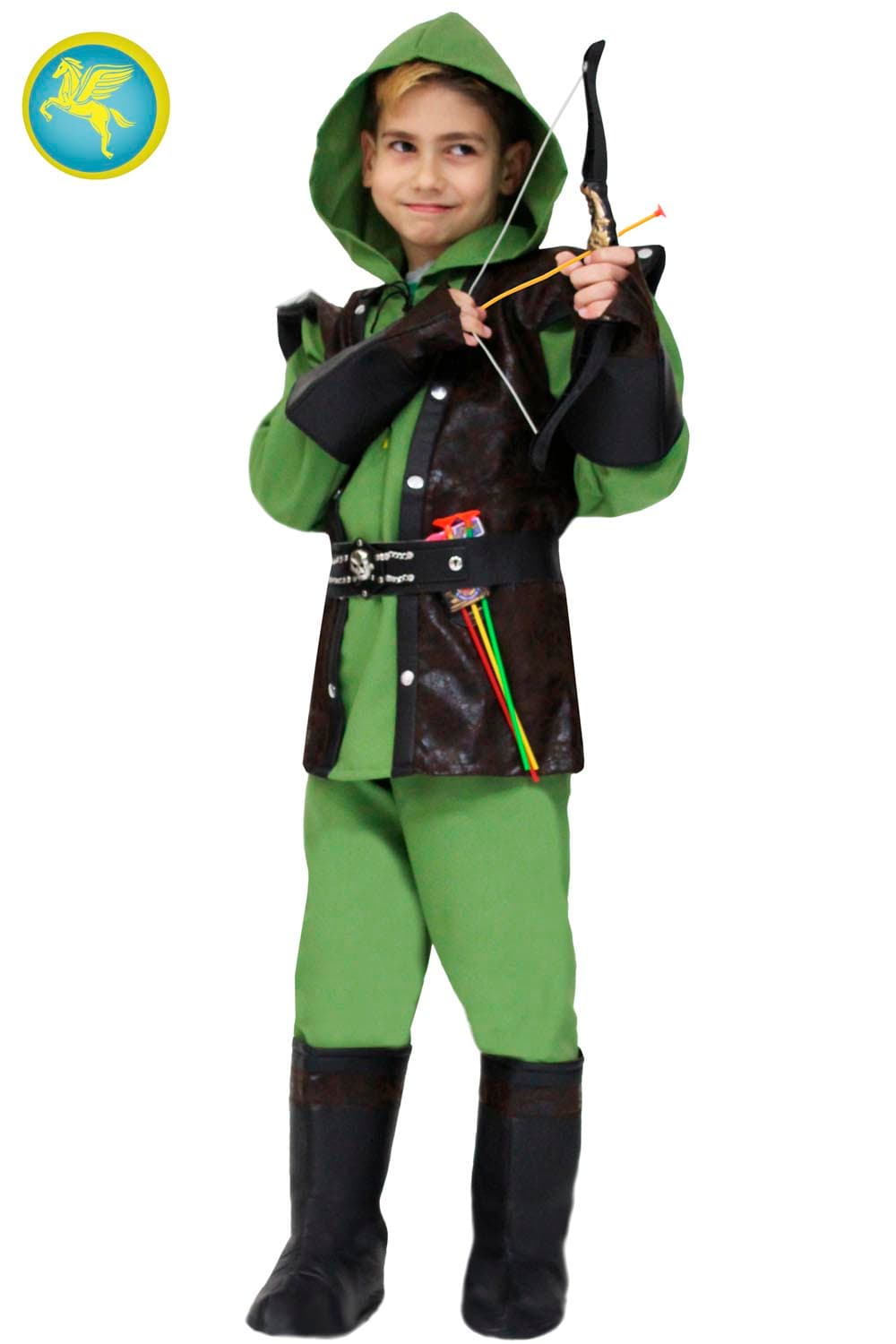 COSTUME CARNEVALE ARCIERE ROBIN HOOD BAMBINO DA 5 A 13 ANNI - PEGASUS COD. 1192 - 2