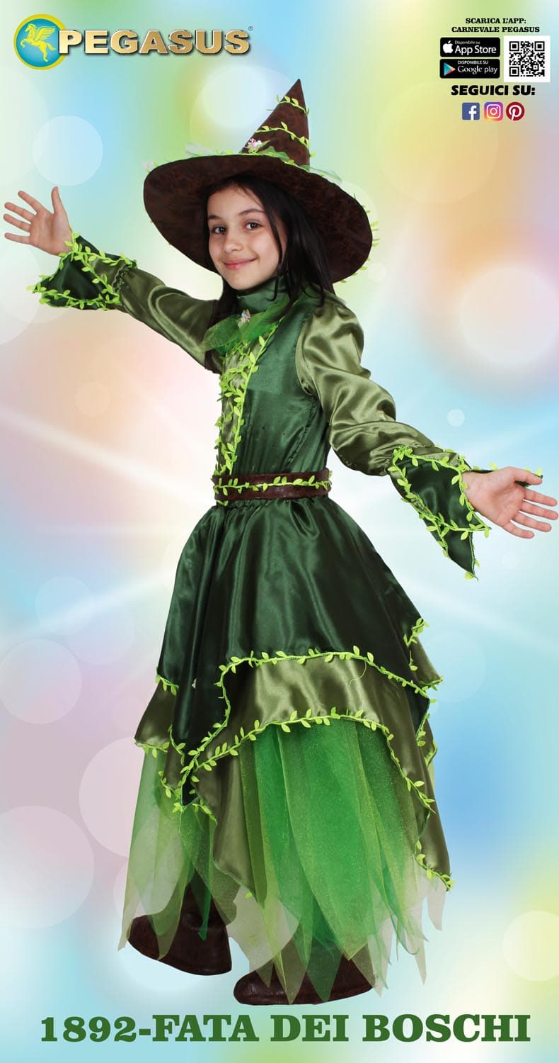 COSTUME CARNEVALE FATA DEI BOSCHI BAMBINA DA 5 A 13 ANNI - PEGASUS COD. 1892 - 4