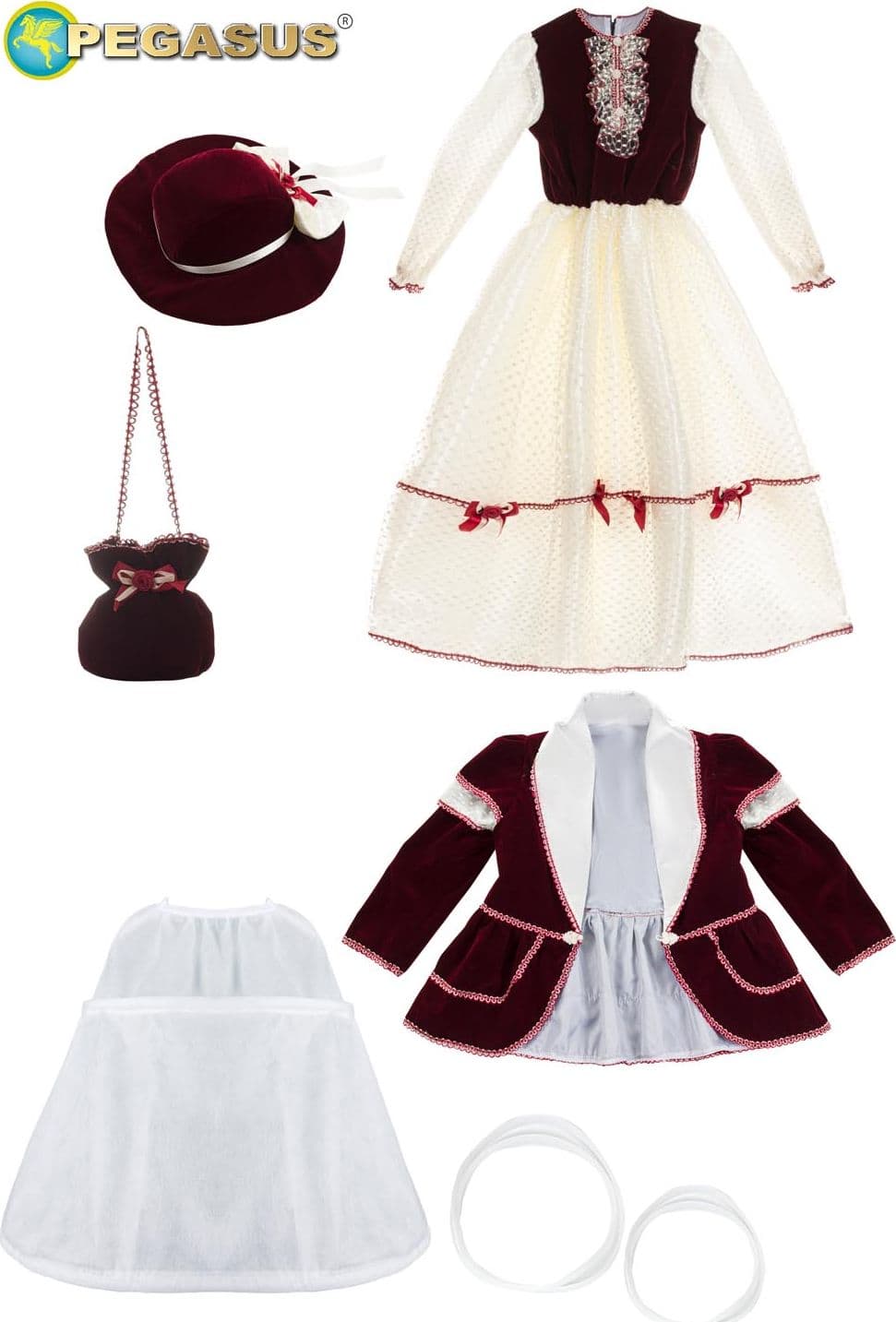 COSTUME CARNEVALE DONNA FRANCISCA BAMBINA DA 3 A 8 ANNI - PEGASUS COD. 1898 - 5