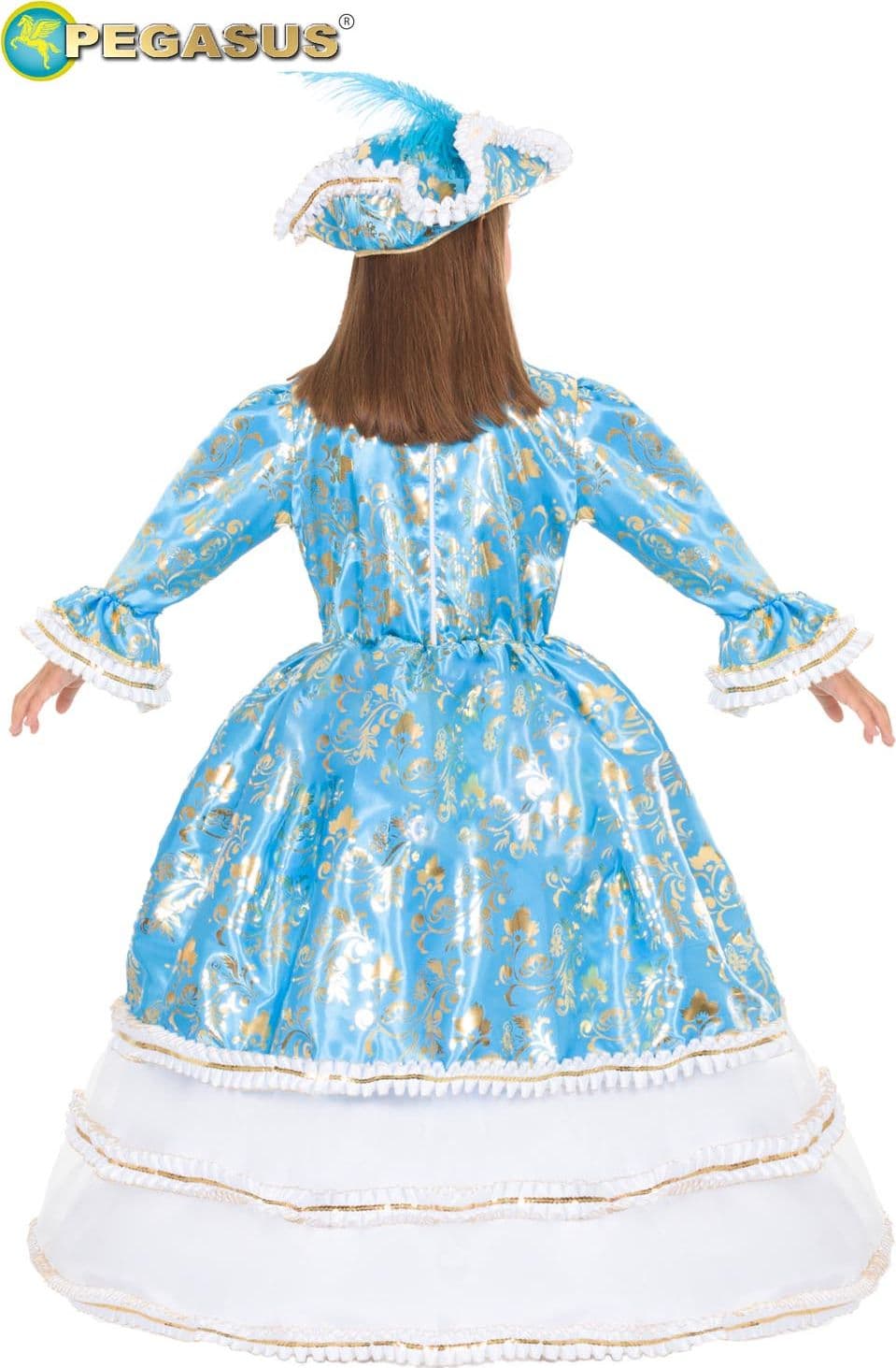 COSTUME CARNEVALE DAMA DEL SETTECENTO CELESTE BAMBINA DA 5 A 13 ANNI COD. 1685 - 3