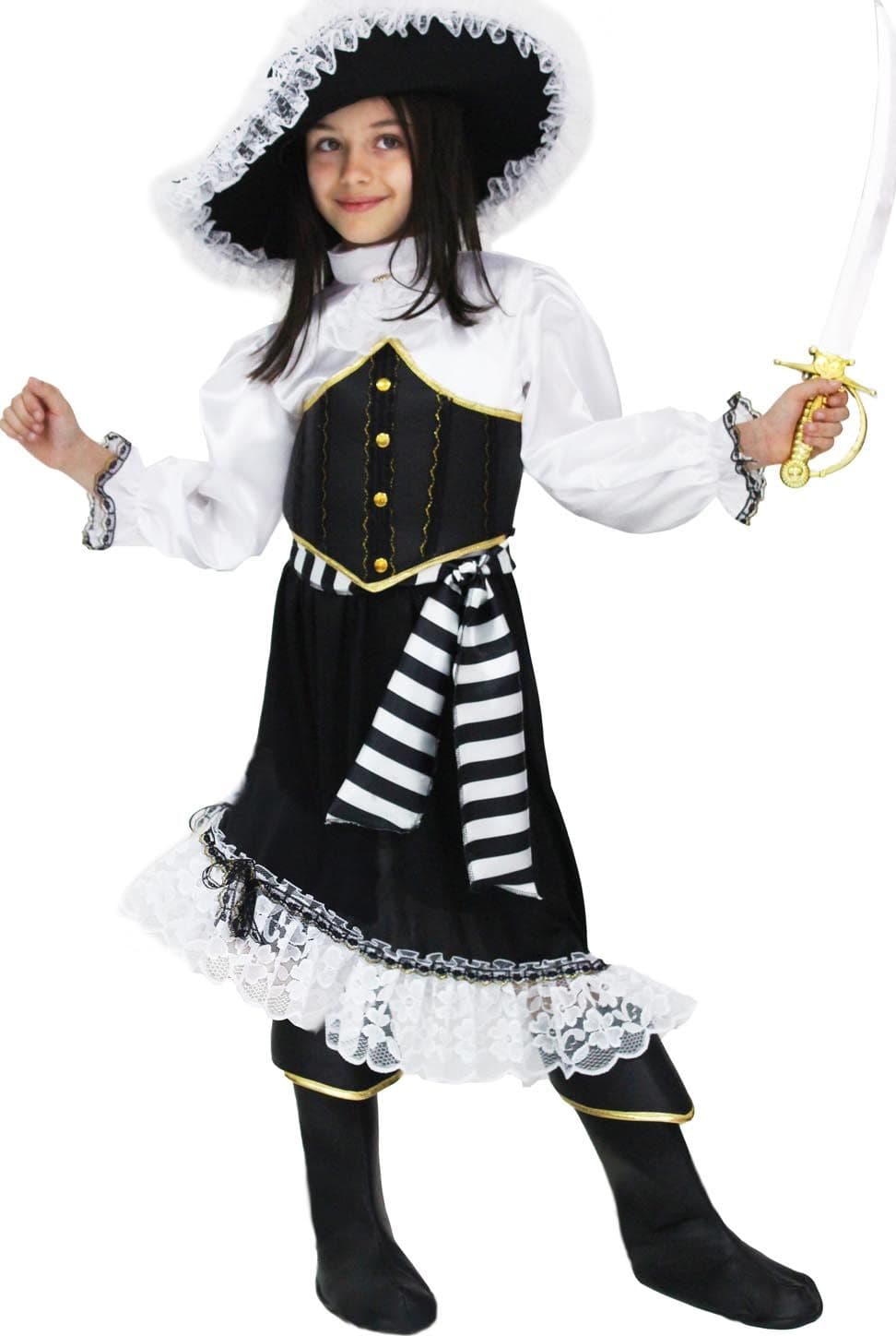 COSTUME CARNEVALE LA CORSARA BAMBINA DA 5 A 13 ANNI - PEGASUS COD. 1868 - 3
