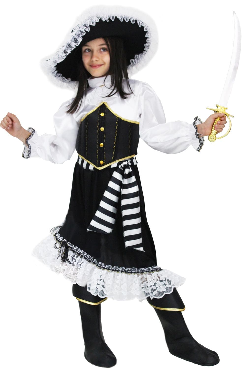 COSTUME CARNEVALE LA CORSARA BAMBINA DA 5 A 13 ANNI - PEGASUS COD. 1868 - 3