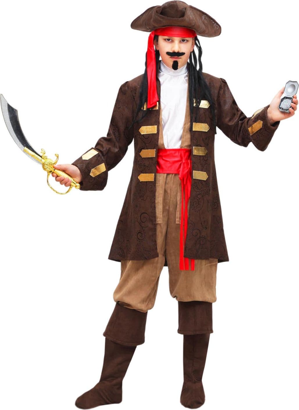 COSTUME CARNEVALE CAPITANO DEI PIRATI BAMBINO DA 5 A 13 ANNI - PEGASUS COD. 1528 - 3
