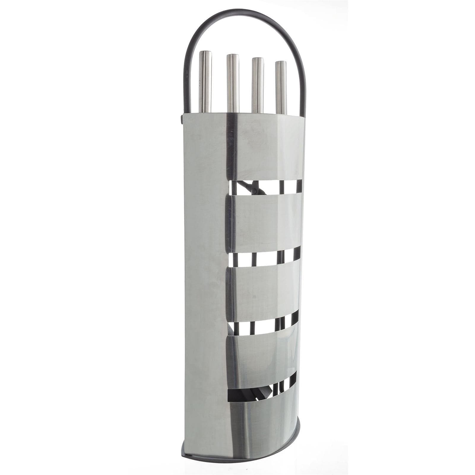 Set di accessori per camino Inox , stufa a legna e barbecue, gruppo completo di 5 pezzi con paletta scopa e pinza - 3