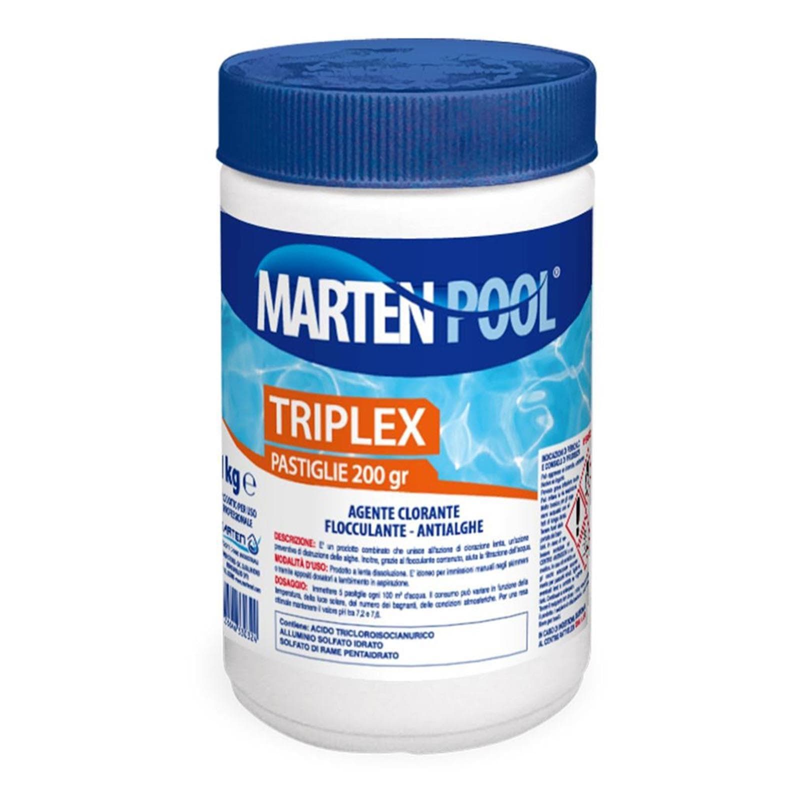 Kit di manutenzione per pulizia piscina kg 1 tris pastiglie antialghe cloro con dispenser e test piscine - 2