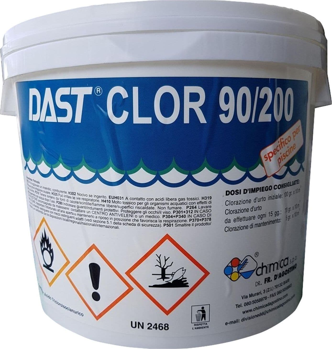 Cloro in pastiglie professionale "Dast Clor 90\200" per manutenzione e pulizia piscina - 4