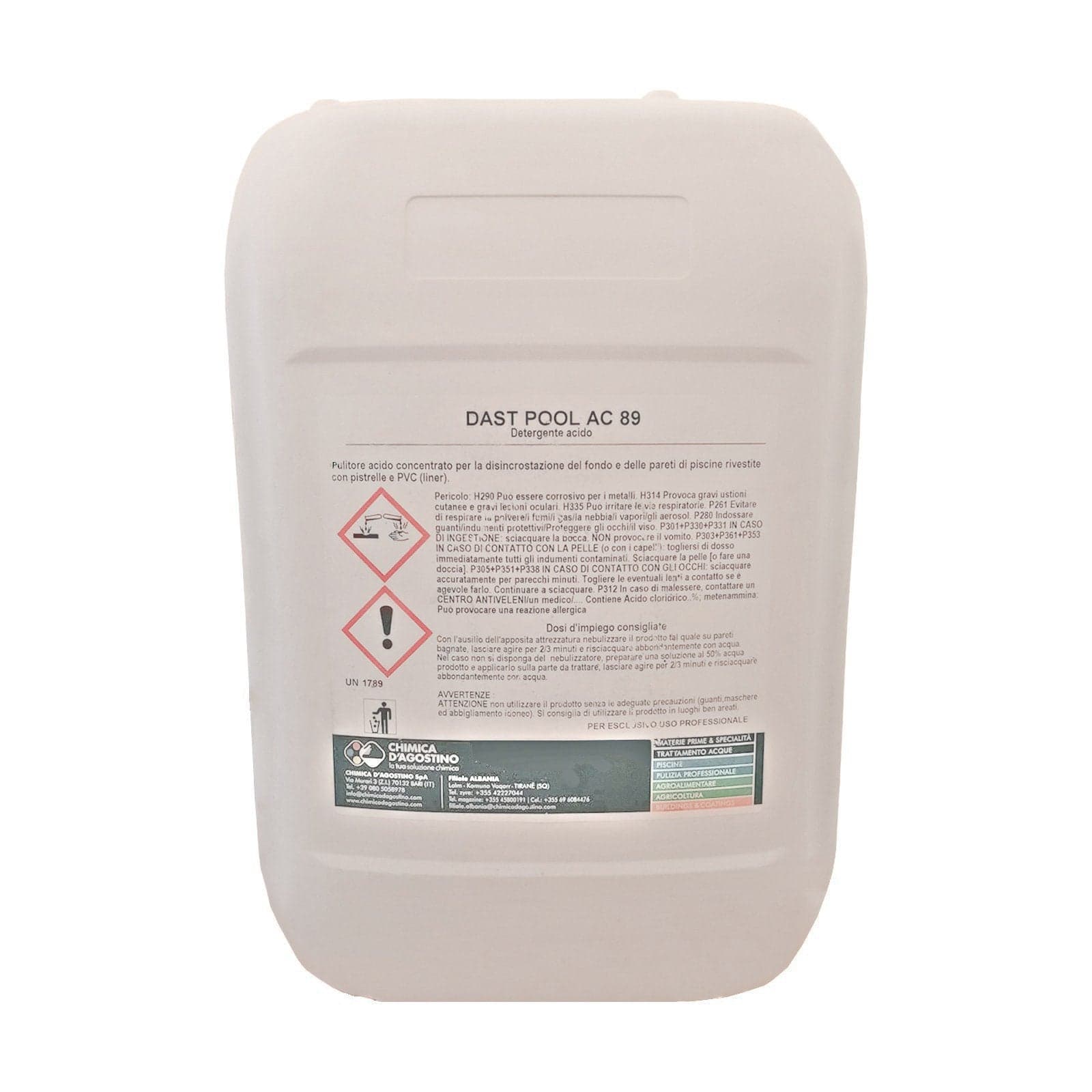 Acido concentrato disincrostante professionale "Dast pool AC 89" per piscine fuori terra - 2