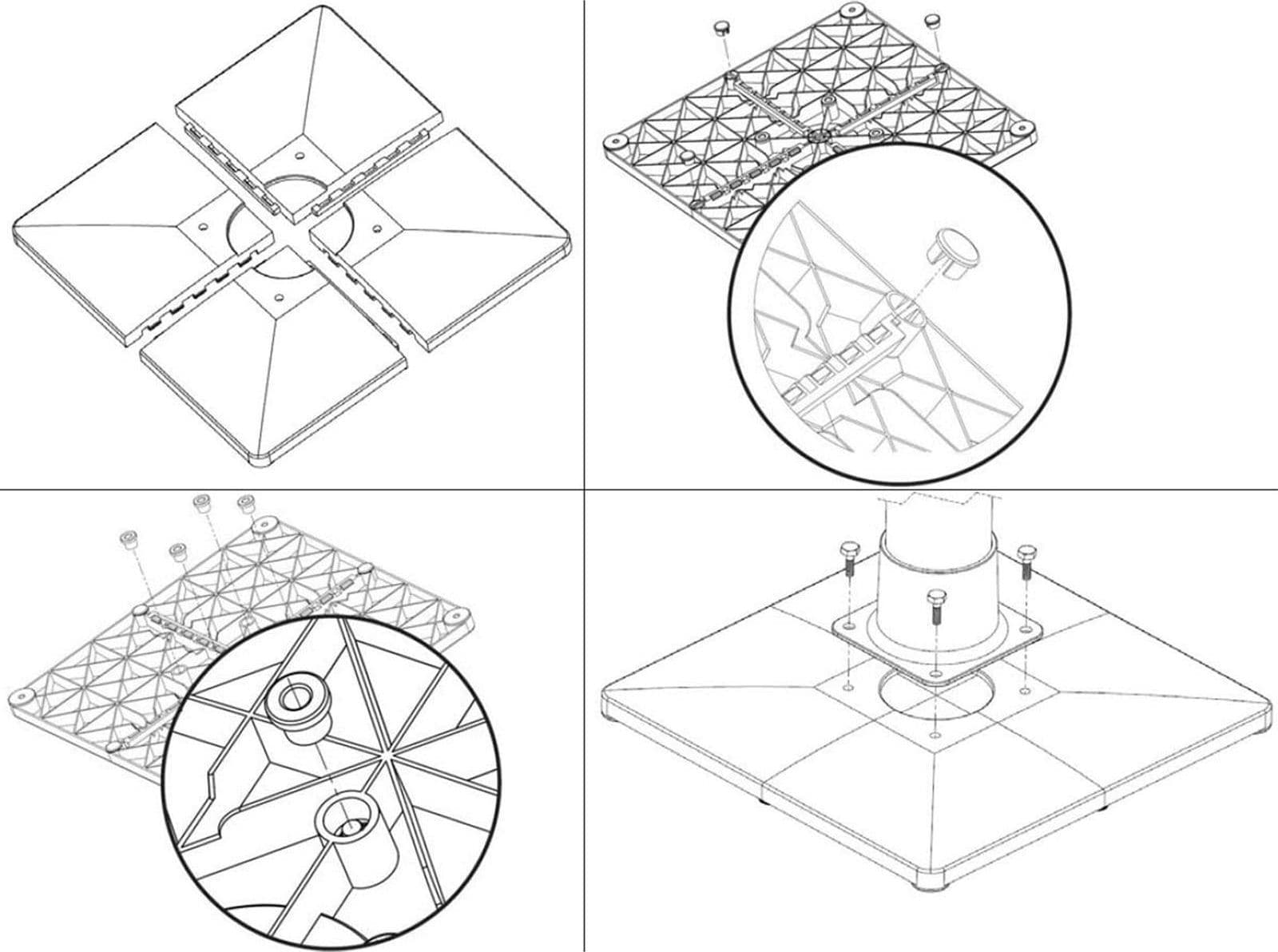 Basetta modulabile per doccia solare da giardino per esterno kit da 4 marmette - 4