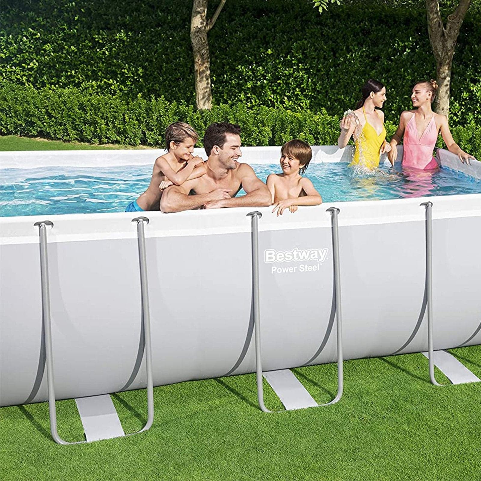 Piscina fuori terra rettangolare 412x201x122 cm Bestway per esterno completa di pompa di filtraggio scaletta dispenser - 11