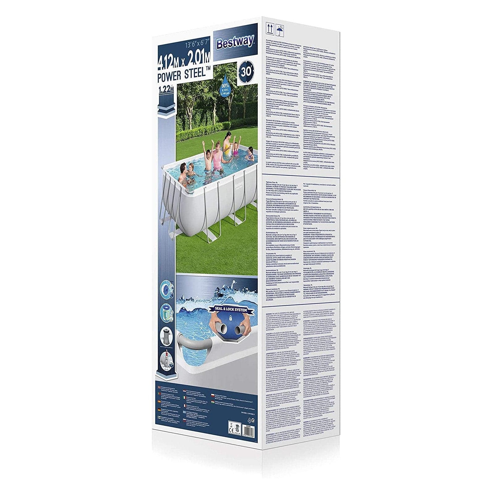 Piscina fuori terra rettangolare 412x201x122 cm Bestway per esterno completa di pompa di filtraggio scaletta dispenser - 12
