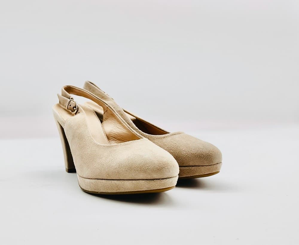 IGI &amp; CO.. Slingback scamosciato tortora con plateau a punta tonda - 2