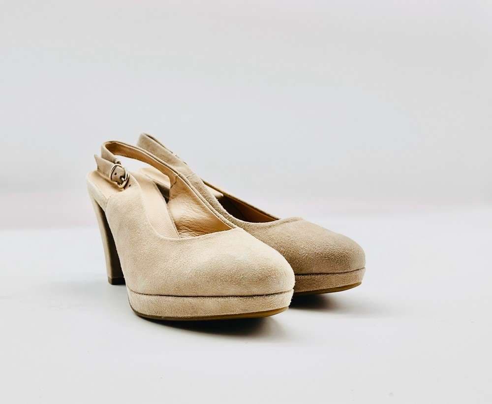 IGI &amp; CO.. Slingback scamosciato tortora con plateau a punta tonda - 2