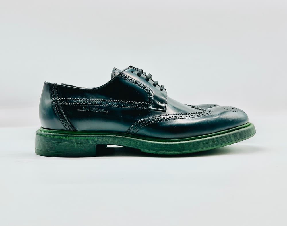 JACKAL scarpa derby uomo in pelle abrasivata verde con fondo verde in vera gomma - 6