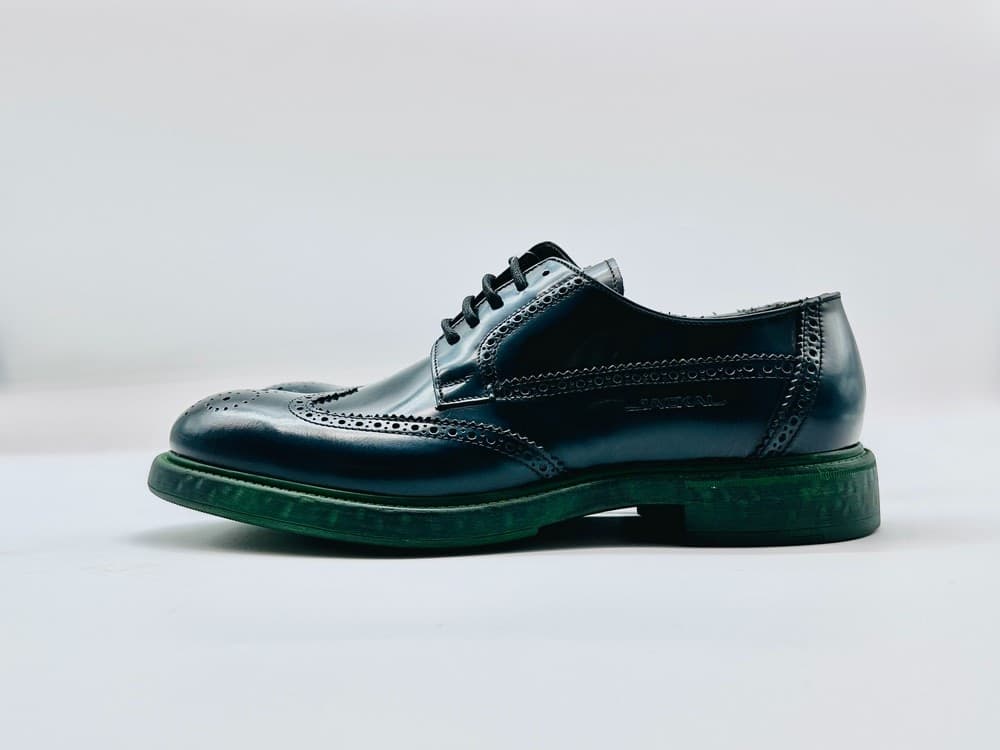 JACKAL scarpa derby uomo in pelle abrasivata verde con fondo verde in vera gomma - 3