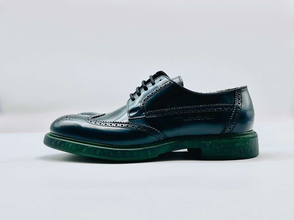 JACKAL scarpa derby uomo in pelle abrasivata verde con fondo verde in vera gomma - 3