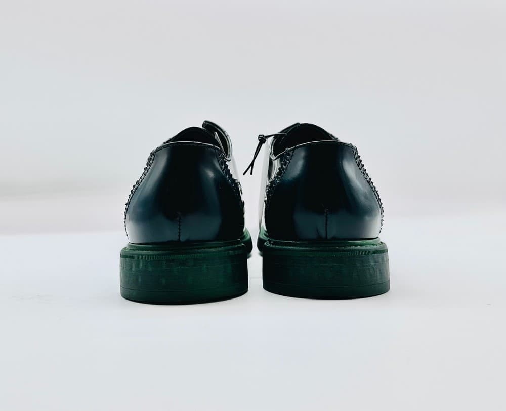 JACKAL scarpa derby uomo in pelle abrasivata verde con fondo verde in vera gomma - 5