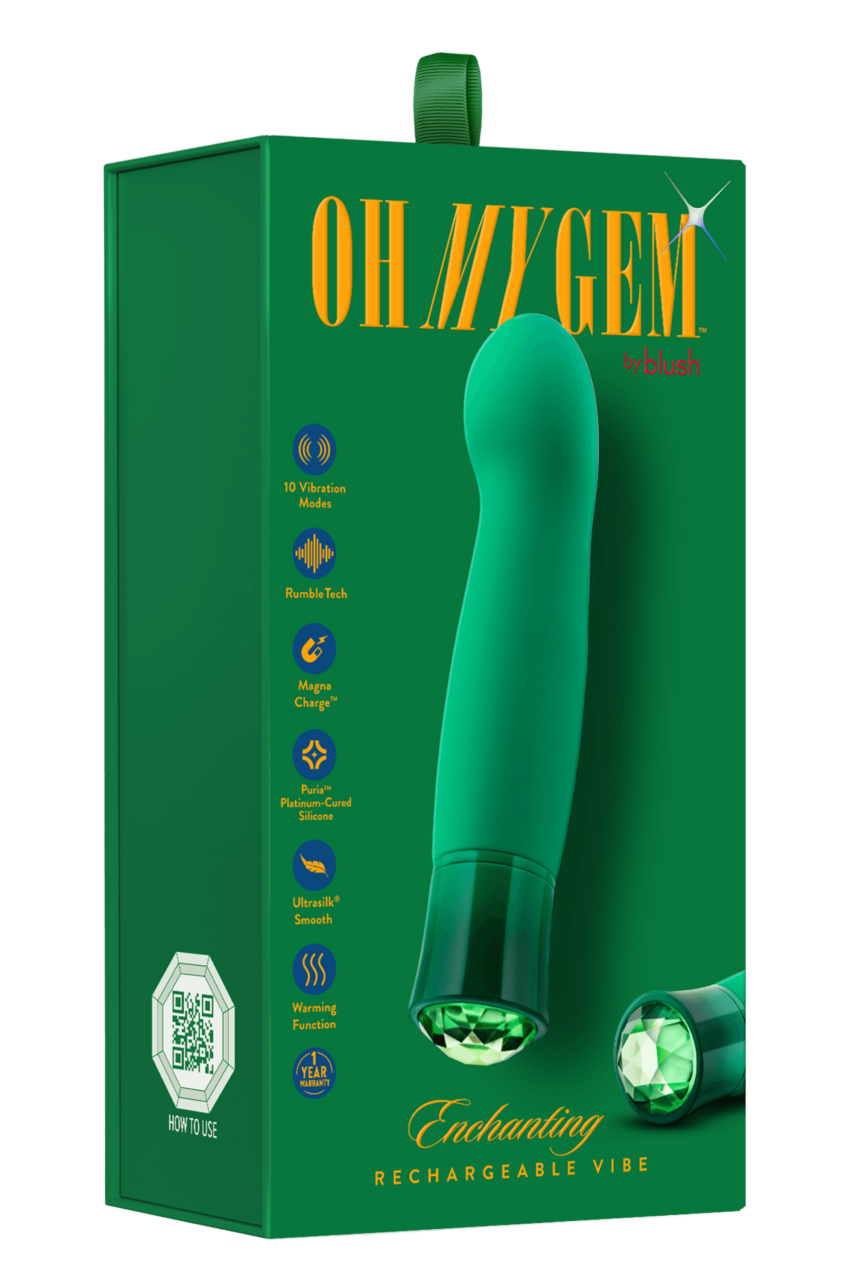 Vibratore lusso vaginale Oh My gem Smeraldo 13 ,9 cm Puria® Silicone USB IPX7 - 9