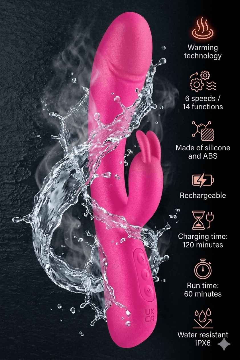Vibratore Rabbit lusso Royals Divine Metal Pink 22,5 cm warm tecnology 6 + 14 funzioni - 10