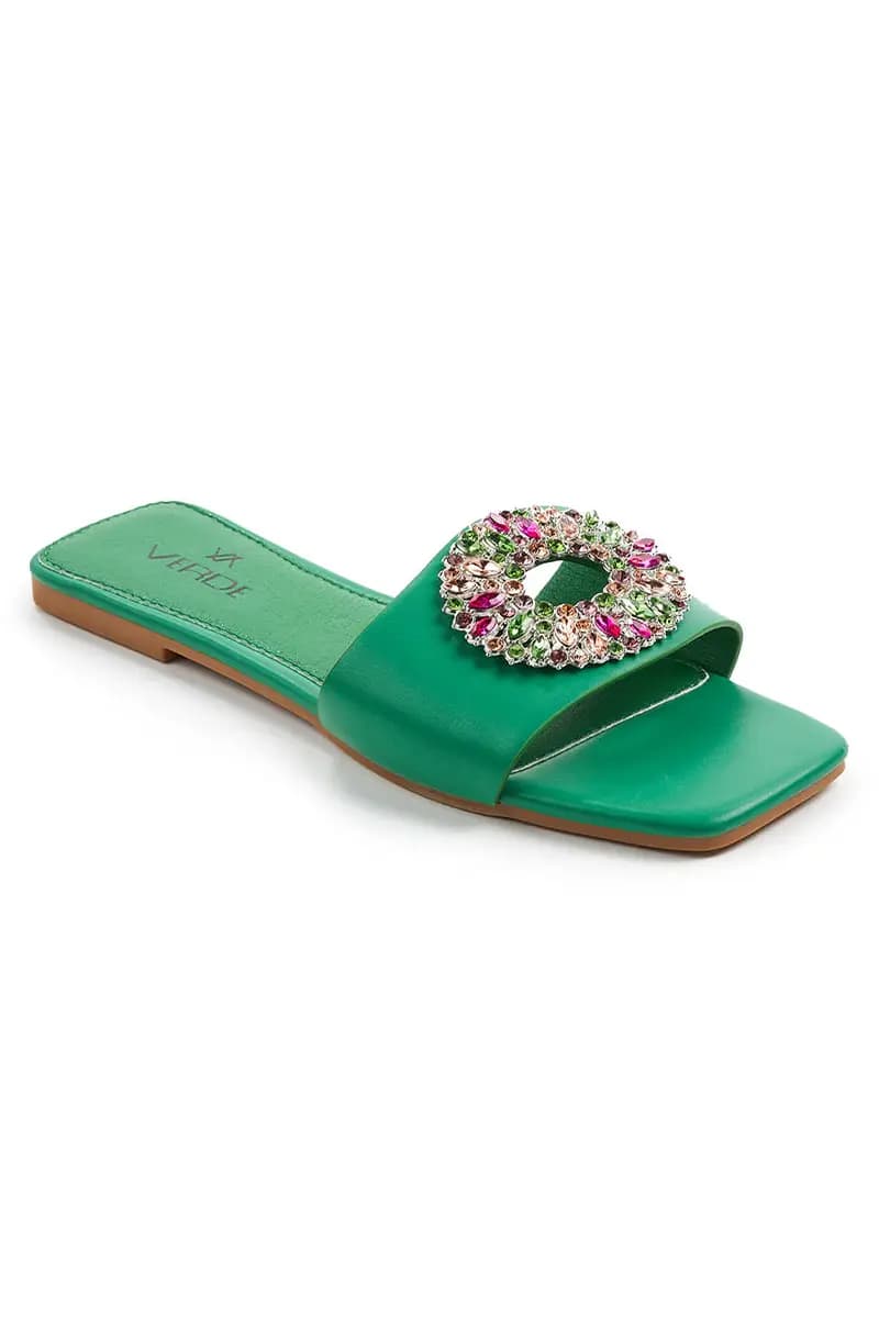VERDE FASHION | Ciabatte con dettaglio strass - 11