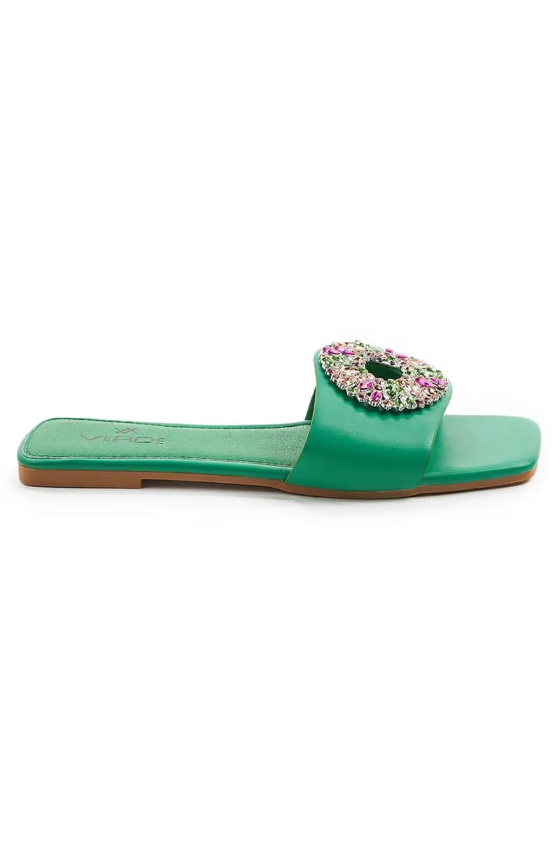 VERDE FASHION | Ciabatte con dettaglio strass - 2