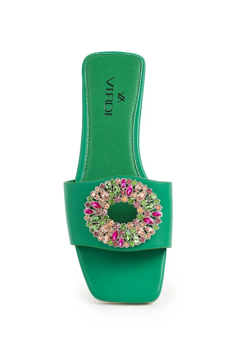 VERDE FASHION | Ciabatte con dettaglio strass - 3