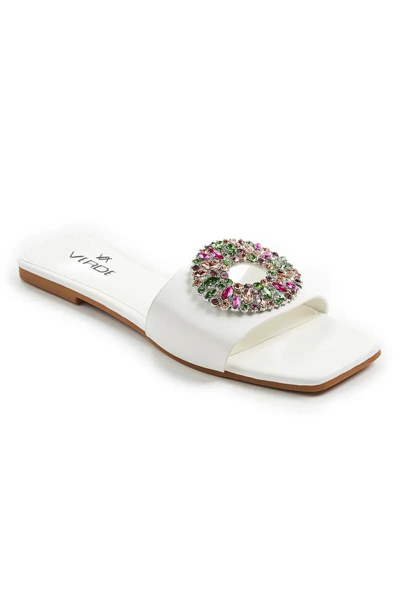 VERDE FASHION | Ciabatte con dettaglio strass - 4