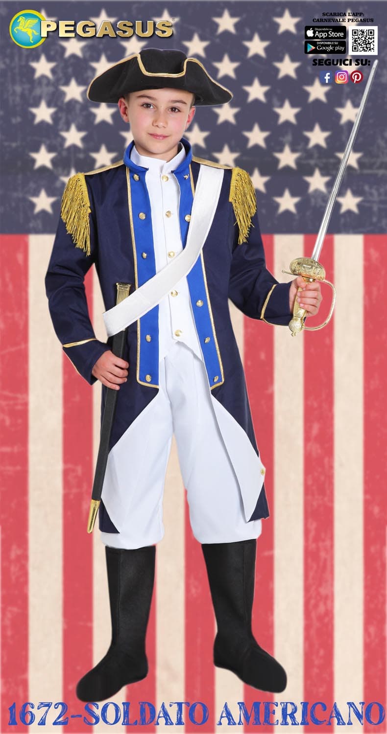 COSTUME CARNEVALE SOLDATO AMERICANO BAMBINO DA 5 A 13 ANNI - PEGASUS COD.1672 - 4