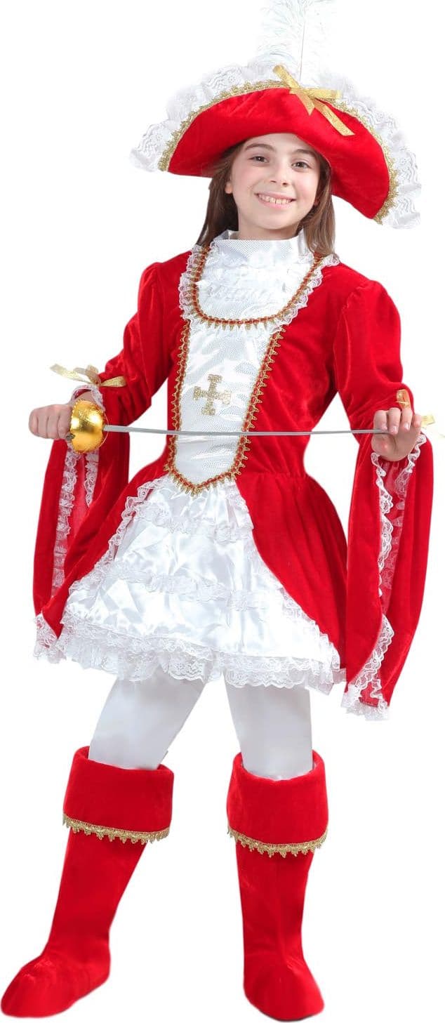 COSTUME  CARNEVALE LADY MOSCHETTIERE BAMBINA DA 5 A 13 ANNI - PEGASUS  COD. 1594 - 3