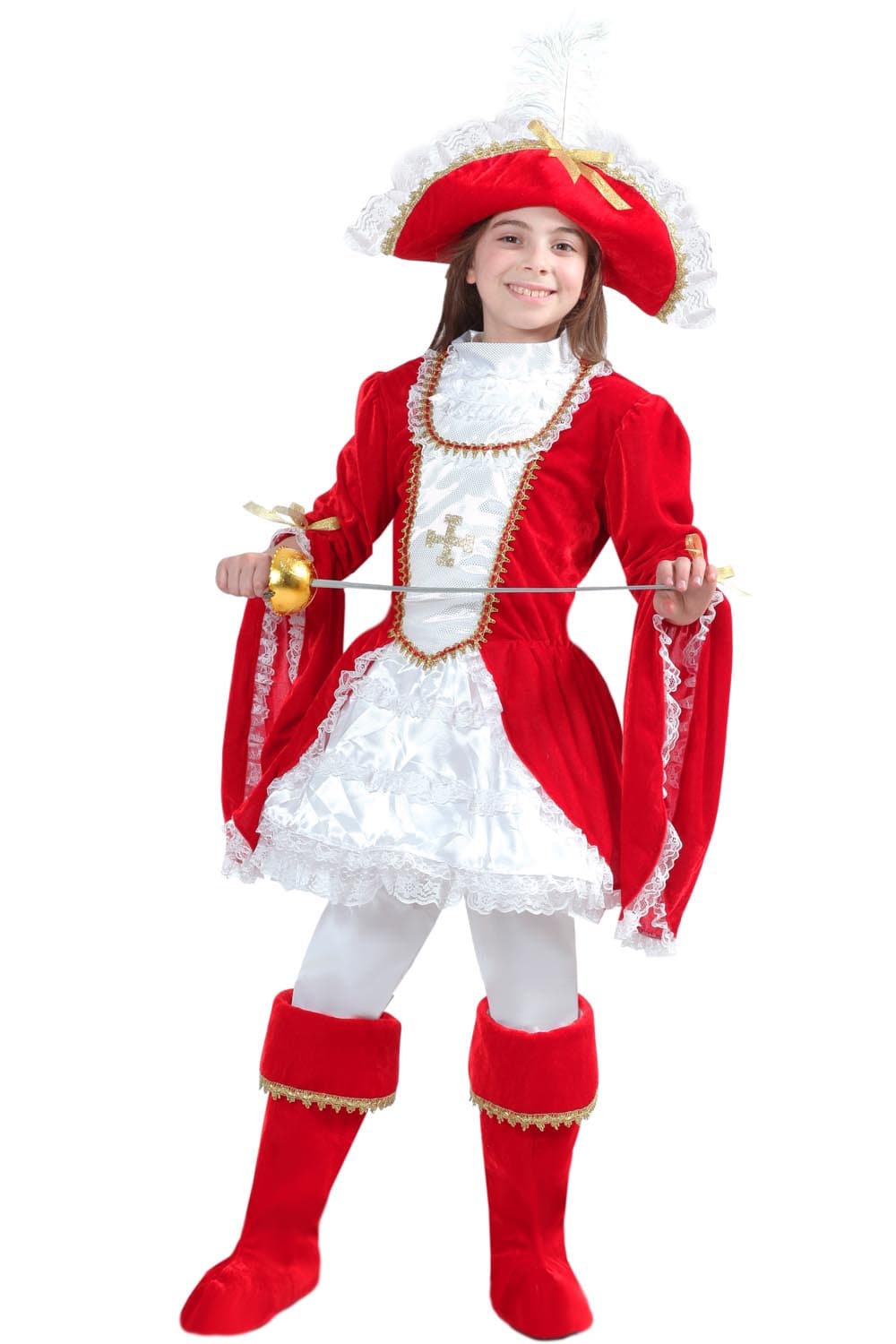 COSTUME  CARNEVALE LADY MOSCHETTIERE BAMBINA DA 5 A 13 ANNI - PEGASUS  COD. 1594 - 3