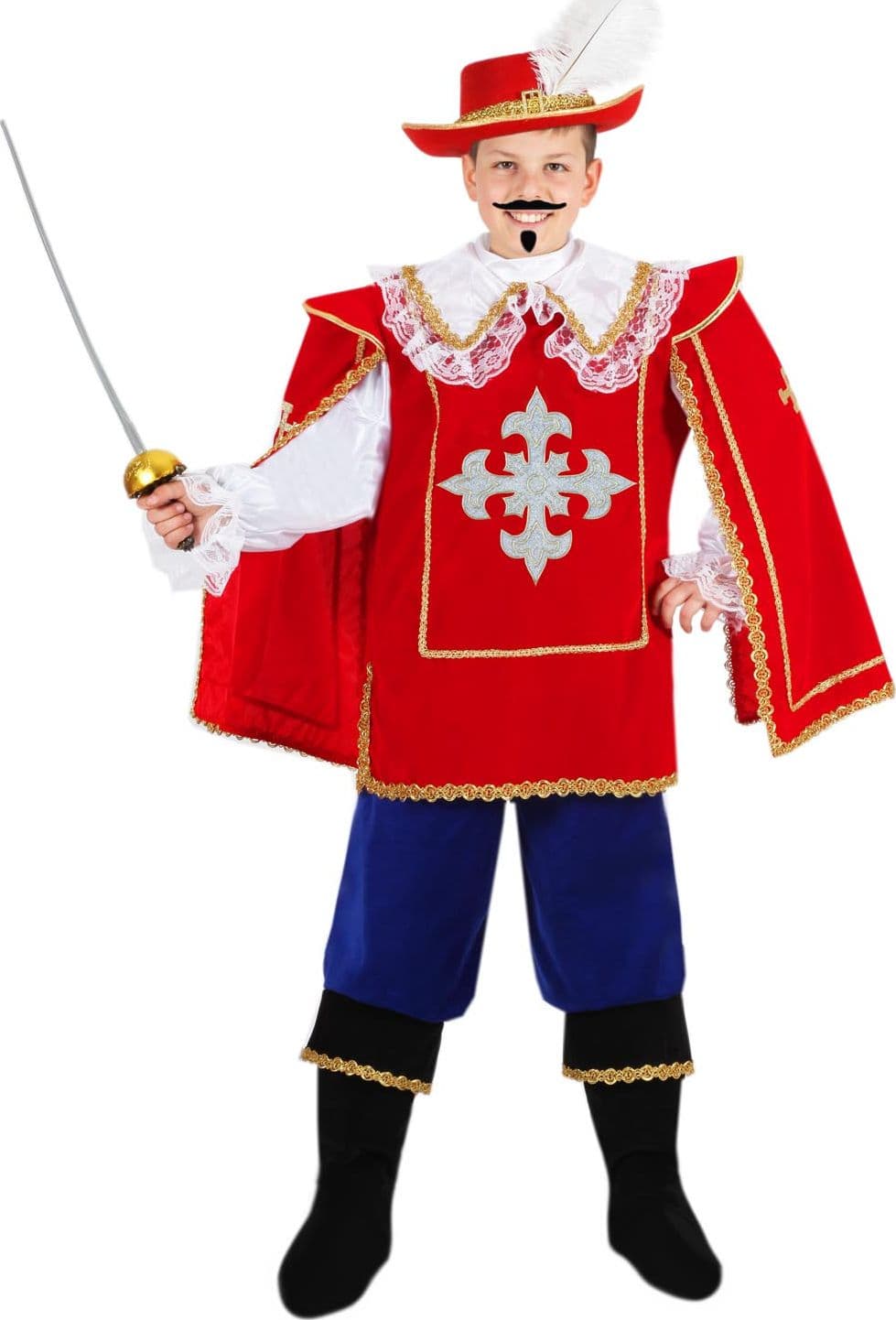 COSTUME CARNEVALE MOSCHETTIERE BAMBINO DA 5 A 13 ANNI - PEGASUS COD. 1607 - 3