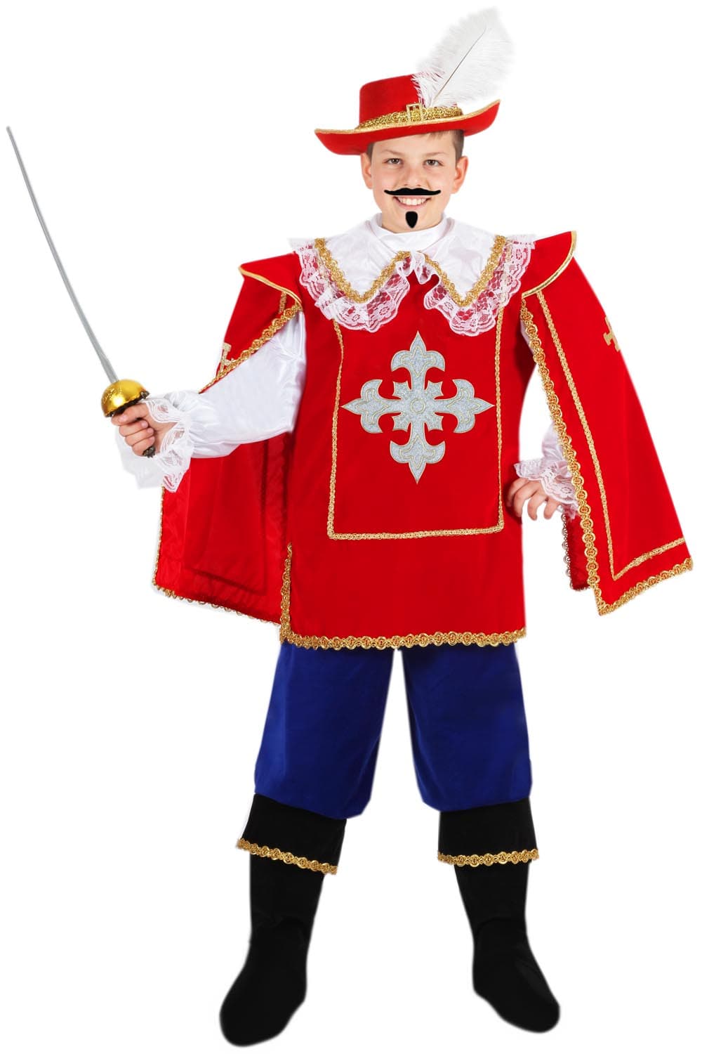 COSTUME CARNEVALE MOSCHETTIERE BAMBINO DA 5 A 13 ANNI - PEGASUS COD. 1607 - 3