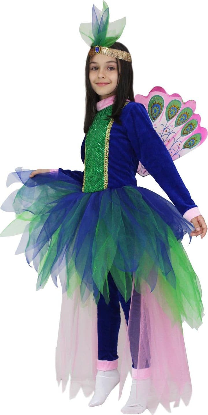 COSTUME CARNEVALE PRINCIPESSA PAVONE BAMBINA DA 5 A 11 ANNI - PEGASUS COD. 1879 - 3