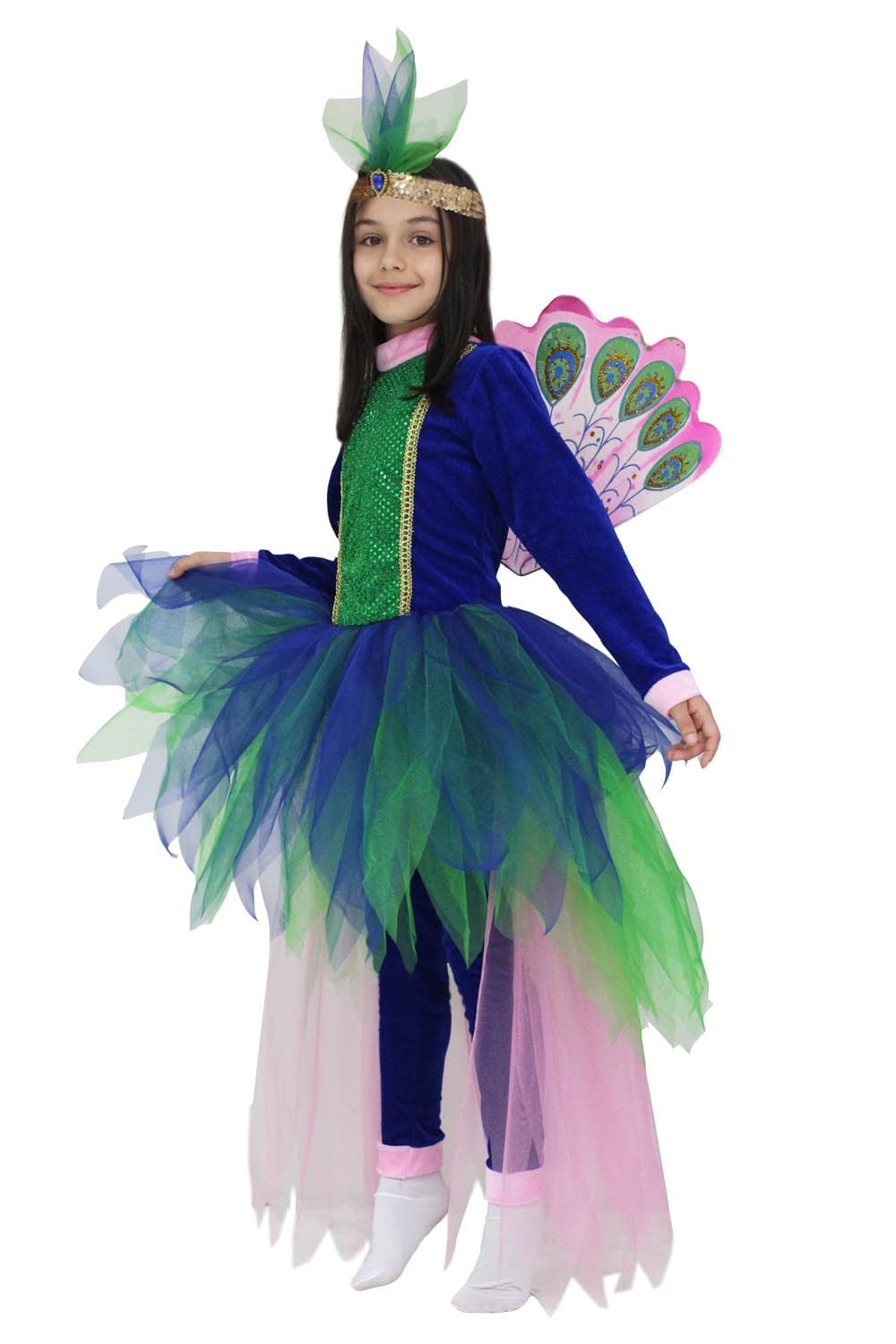 COSTUME CARNEVALE PRINCIPESSA PAVONE BAMBINA DA 5 A 11 ANNI - PEGASUS COD. 1879 - 3