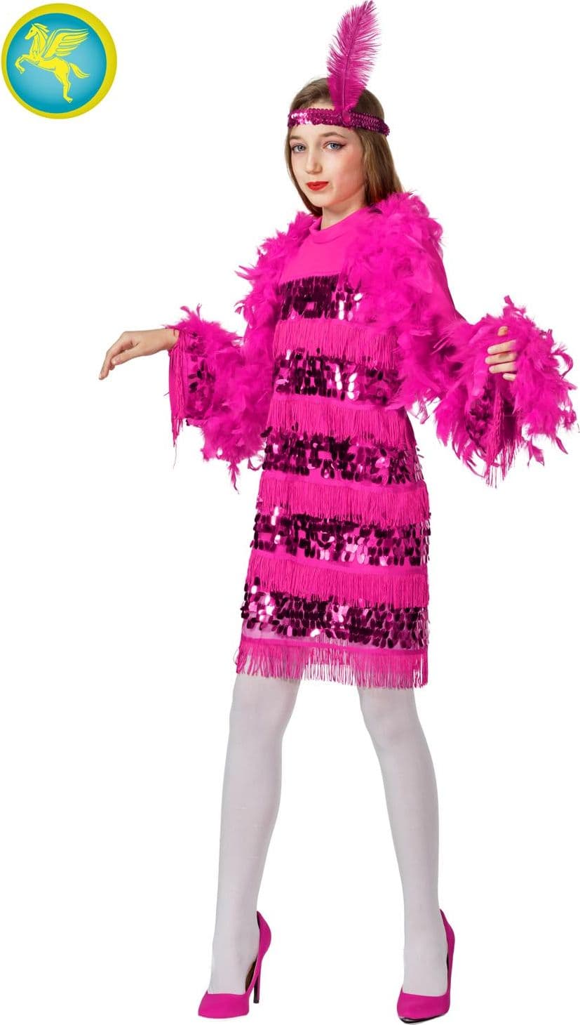 COSTUME CARNEVALE CHARLESTON FUCSIA DA 8 A 13 ANNI COD. 1003-A - 2