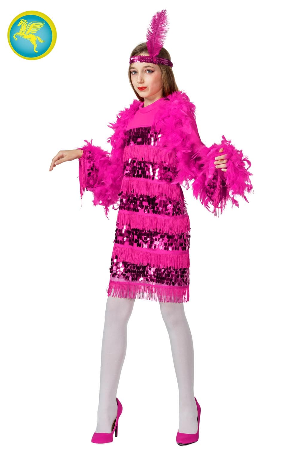 COSTUME CARNEVALE CHARLESTON FUCSIA DA 8 A 13 ANNI COD. 1003-A - 2